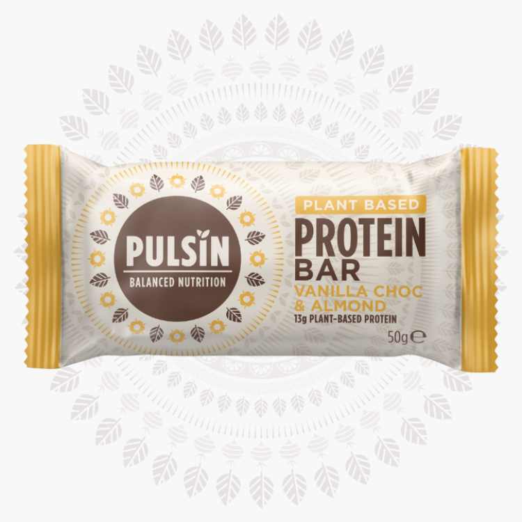 Протеїновий батончик без цукру з ваніллю, шоколадом і мигдалем | Pulsin 50 гр
