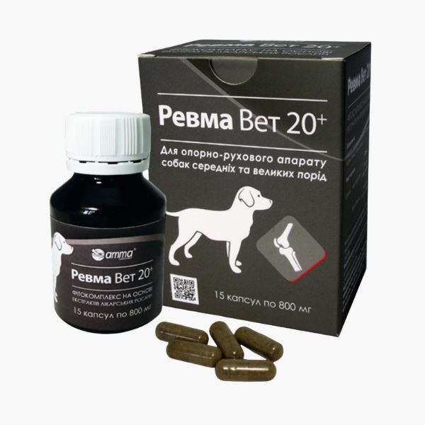 Ревма Вет 20+ – фитокомплекс для опорно-двигательного аппарата собак средних и крупных пород